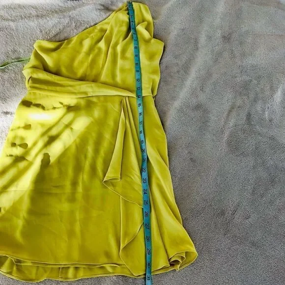 BCBGMAXAZRIA Mina Dark Lime One Shoulder Mini Dress - Picture 15 of 15